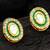 Green enamel kundan stud earrings