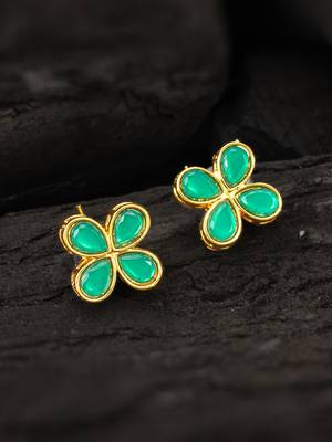 Green clover stone stud earrings 1