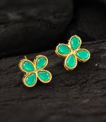 Green clover stone stud earrings