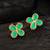Green clover stone stud earrings