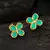 Green clover stone stud earrings