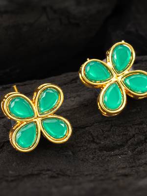 Green clover stone stud earrings 2