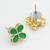 Green clover stone stud earrings