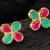 Pink green floral stud earrings