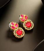 Pink kundan crystal stud earrings