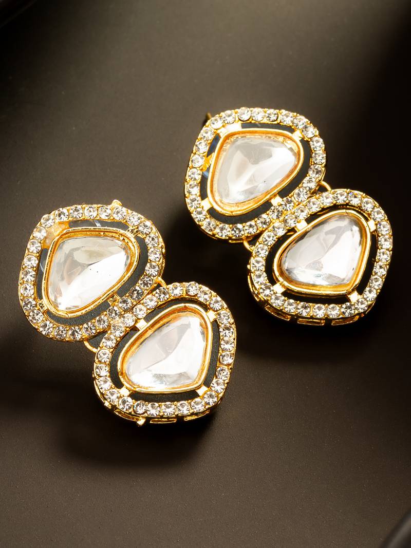 White kundan statement earrings