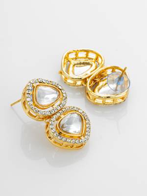 White kundan statement earrings 3