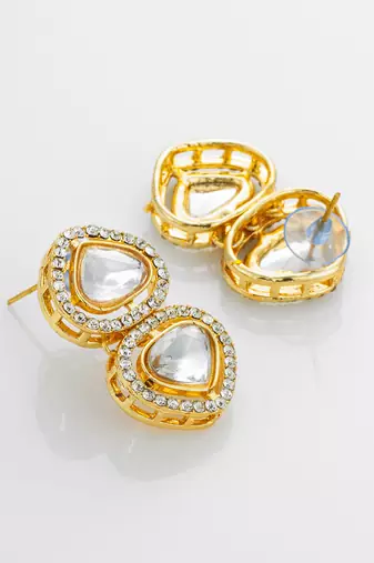White kundan statement earrings