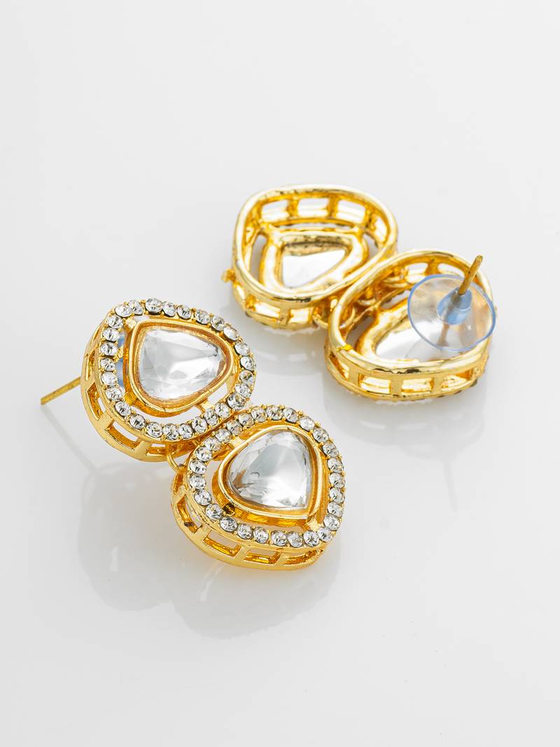 White kundan statement earrings