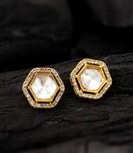 Hexagonal crystal stud earrings