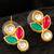 Multicolor kundan floral stud earrings