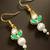 Green pearl kundan drop earrings