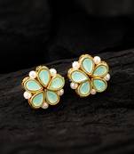 Mint green floral stud earrings