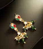 Multicolor kundan drop earrings