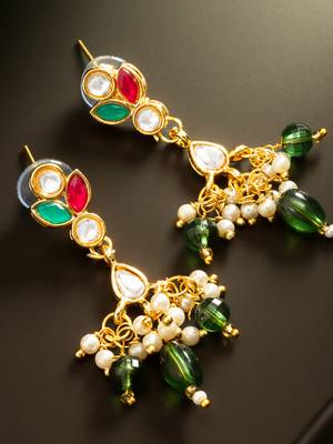 Multicolor kundan drop earrings 2