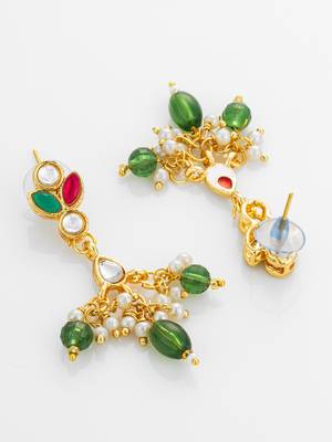Multicolor kundan drop earrings 3