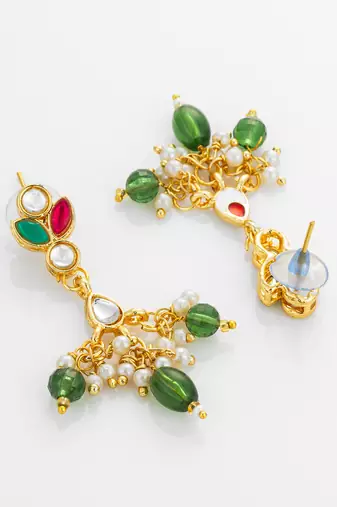 Multicolor kundan drop earrings