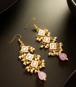 Pink tiered pearl drop earrings