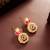 Red stone geometric drop earrings
