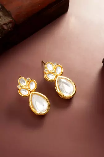 White teardrop statement earrings
