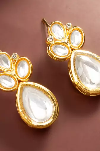 White teardrop statement earrings