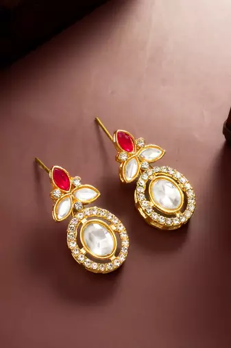 pink white halo drop earrings