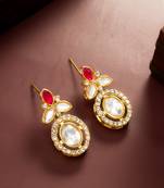 pink white halo drop earrings