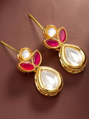 pink white pear drop earrings 2