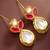 pink white pear drop earrings