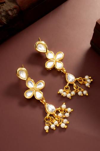 Pearl cluster long dangler earrings