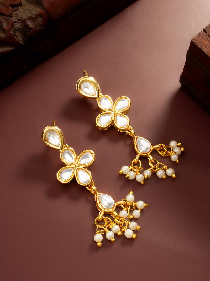 Pearl cluster long dangler earrings