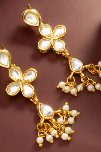 Pearl cluster long dangler earrings