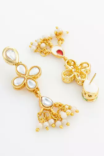 Pearl cluster long dangler earrings