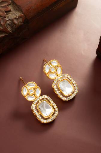 Geometric crystal drop earrings