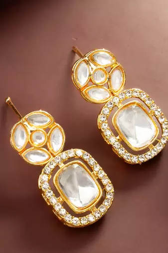 Geometric crystal drop earrings