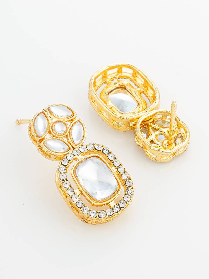Geometric crystal drop earrings