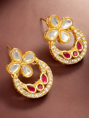 Red chandbali style earrings 2
