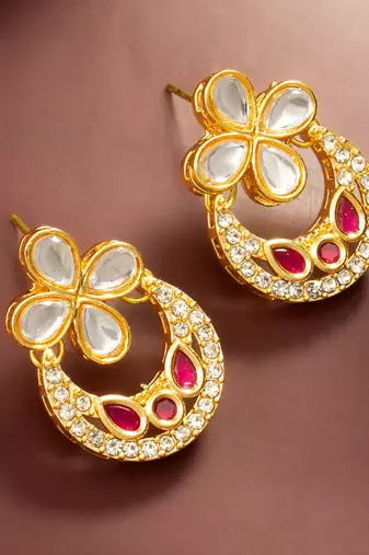 Red chandbali style earrings