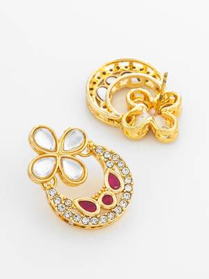 Red chandbali style earrings 3