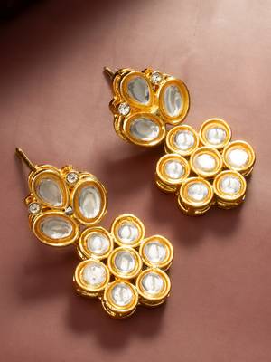 Floral stone stud earrings 2