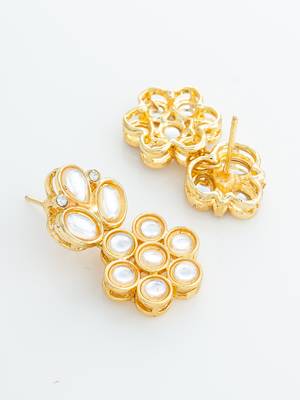 Floral stone stud earrings 3