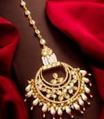Pearl cascade kundan maang tikka
