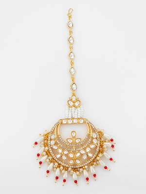 Pearl cascade kundan maang tikka 3