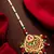 Pink green kundan maang tikka