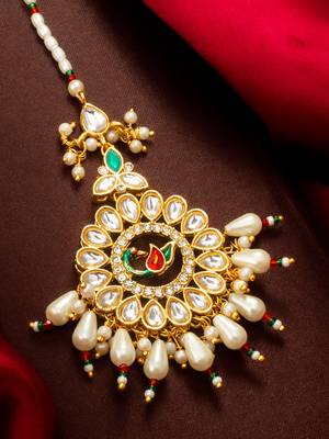 Peacock kundan bridal maang tikka 2