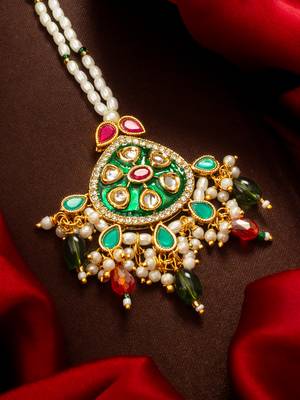 Green meenakari kundan maang tikka 2