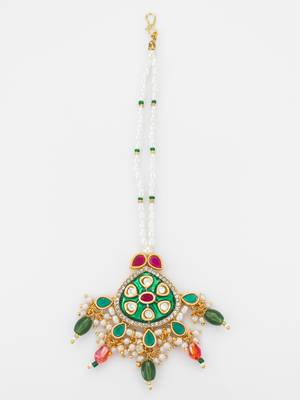 Green meenakari kundan maang tikka 3