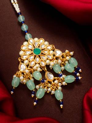 Teal mint kundan maang tikka 4