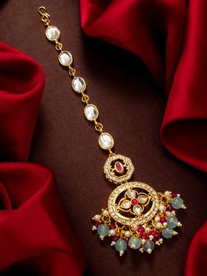 Aqua ruby kundan maang tikka 1