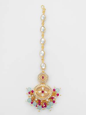 Aqua ruby kundan maang tikka 3